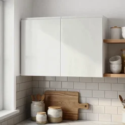 Meuble haut de cuisine avec 2 portes GoodHome Garcinia blanc brillant L. 100 x H. 72 cm