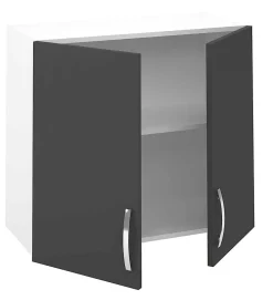 Meuble haut de cuisine avec 2 portes coloris gris - Hauteur 70 x Longueur 80 x profondeur 35 cm