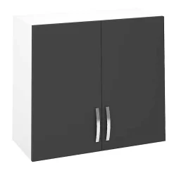 Meuble haut de cuisine avec 2 portes coloris gris - Hauteur 70 x Longueur 80 x profondeur 35 cm