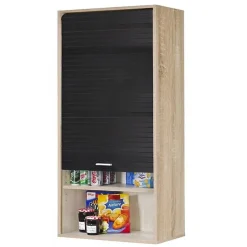 Meuble Haut de Cuisine Chêne Rideau Noir 4 Niches 60 x 124 x 35 cm - L 60 x l 35 x H 123.6 cm
