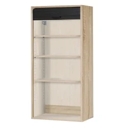Meuble Haut de Cuisine Chêne Rideau Noir 4 Niches 60 x 124 x 35 cm - L 60 x l 35 x H 123.6 cm