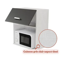 Meuble micro-ondes - 60 cm - Caisson coloris Lino
