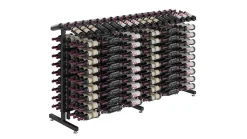 Meuble Range Bouteille Caviste. Îlot de vente 1.14m. Kit de Supports pour 360 bouteilles. Noir mat avec 1 extension