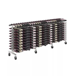 Meuble Range Bouteille Caviste. Îlot de vente 1.14m. Kit de Supports pour 360 bouteilles. Nickel brossé avec 1 extension