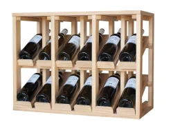 Meuble Range Bouteille de vin Série Godello en Chêne massif double présentoir 12 bouteilles