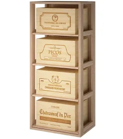 Meuble Range Bouteille de vin Série Godello en Chêne massif 4 caisses de bois