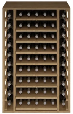 Meuble Range Bouteille de vin Série Godello en Pin Clair 65 bouteilles avec cubicules horizontaux