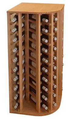 Meuble Range Bouteille de vin Série Godello en Chêne massif coin extérieur 40 bouteilles