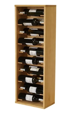 Meuble Range Bouteille de vin Série Godello en Pin Clair 20 bouteilles étiquettes devant