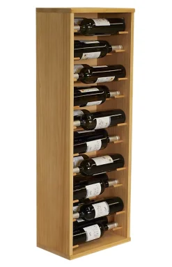 Meuble Range Bouteille de vin Série Godello en Chêne massif 20 bouteilles étiquettes devant