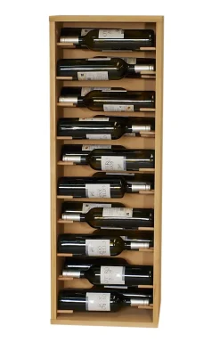 Meuble Range Bouteille de vin Série Godello en Chêne massif 20 bouteilles étiquettes devant