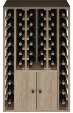 Meuble Range Bouteille de vin Série Godello en Chêne massif 44 bouteilles avec cabinet inférieur
