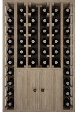 Meuble Range Bouteille de vin Série Godello en Chêne massif 44 bouteilles avec cabinet inférieur