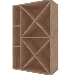 Meuble Range Bouteille de vin Série Godello en Chêne massif 60 bouteilles avec diamant et 3 cubicules gauche