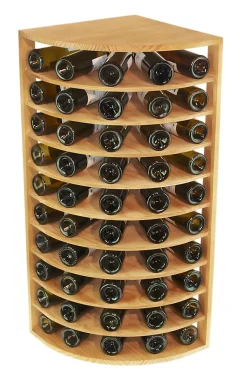 Meuble Range Bouteille de vin Série Godello en Pin Clair coin 50 bouteilles