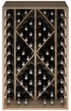 Meuble Range Bouteille de vin Série Godello en Chêne massif 69 bouteilles diamant