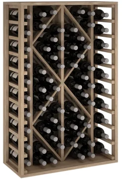 Meuble Range Bouteille de vin Série Godello en Chêne massif 69 bouteilles diamant