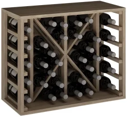 Meuble Range Bouteille de vin Série Godello en Chêne massif 34 bouteilles diamant