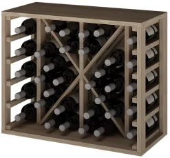 Meuble Range Bouteille de vin Série Godello en Chêne massif 34 bouteilles diamant