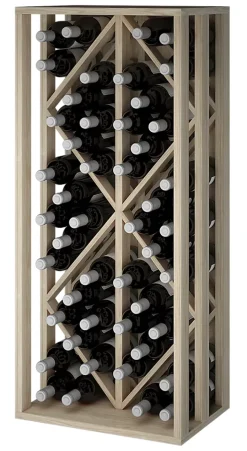 Meuble Range Bouteille de vin Série Godello en Chêne massif 49 bouteilles diamant