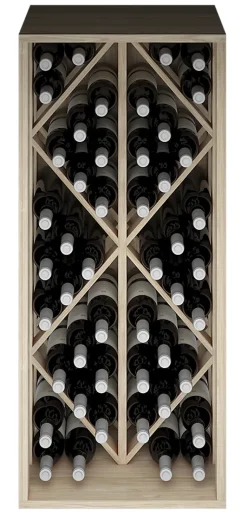 Meuble Range Bouteille de vin Série Godello en Chêne massif 49 bouteilles diamant