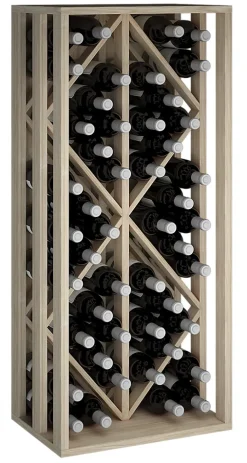 Meuble Range Bouteille de vin Série Godello en Chêne massif 49 bouteilles diamant