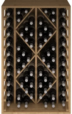 Meuble Range Bouteille de vin Série Godello en Pin Clair 69 bouteilles diamant