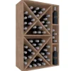 Meuble Range Bouteille de vin Série Godello en Pin Clair 60 bouteilles diamant et 3 cubicules droite