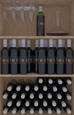 Meuble Range Bouteille de vin Série Godello en Chêne massif armoire 2 tablettes