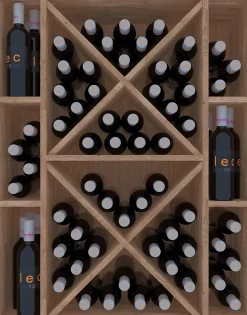 Meuble Range Bouteille de vin Série Godello en Chêne massif 75 bouteilles avec diamant et 6 cubicules