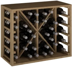 Meuble Range Bouteille de vin Série Godello en Pin Clair 34 bouteilles diamant