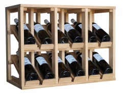 Meuble Range Bouteille de vin Série Godello en Pin Clair présentoir 6 bouteilles avec LED