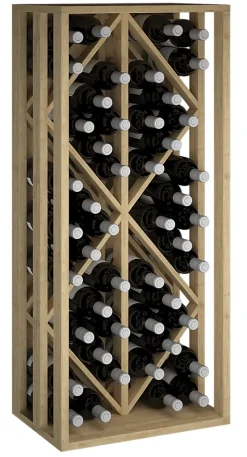 Meuble Range Bouteille de vin Série Godello en Pin Clair 49 bouteilles diamant