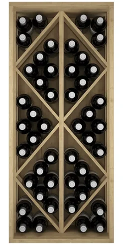 Meuble Range Bouteille de vin Série Godello en Pin Clair 49 bouteilles diamant