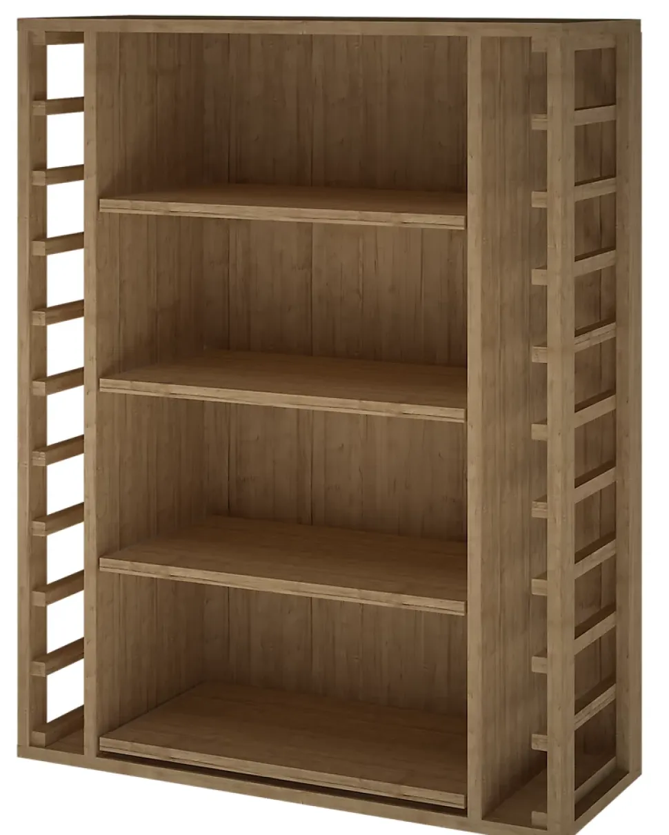 Meuble Range Bouteille de vin Série Godello en Pin Clair 10 bouteilles et 4 grandes caisses de bois