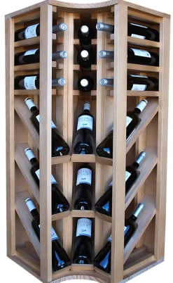 Meuble Range Bouteille de vin Série Godello en Pin Clair coin 18 bouteilles triple présentoir
