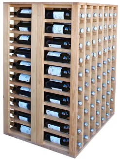 Meuble Range Bouteille de vin Série Godello double en Pin Clair 140 bouteilles
