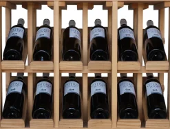 Meuble Range Bouteille de vin Série Godello en Chêne massif présentoir 6 bouteilles avec LED