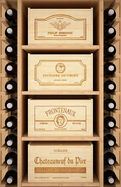 Meuble Range Bouteille de vin double Série Godello en Pin Clair 40 bouteilles avec 8 caisses de bois