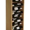 Meuble Range Bouteille de vin Série Godello en Chêne massif 30 bouteilles étiquettes devant