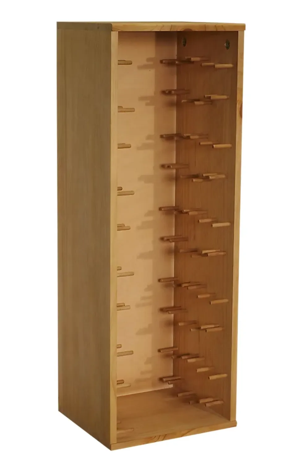 Meuble Range Bouteille de vin Série Godello en Chêne massif 30 bouteilles étiquettes devant