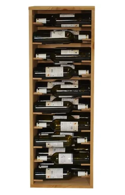 Meuble Range Bouteille de vin Série Godello en Pin Clair 30 bouteilles étiquettes devant