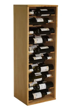 Meuble Range Bouteille de vin Série Godello en Pin Clair 30 bouteilles étiquettes devant