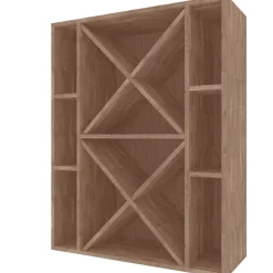 Meuble Range Bouteille de vin Série Godello en Pin Clair 75 bouteilles diamant et 6 cubicules