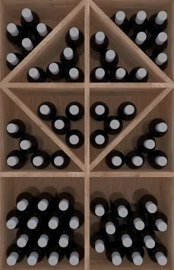 Meuble Range Bouteille de vin Série Godello en Pin Clair armoire cubes et diamant