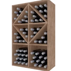 Meuble Range Bouteille de vin Série Godello en Pin Clair armoire cubes et diamant