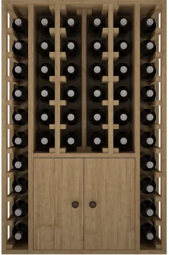 Meuble Range Bouteille de vin Série Godello en Pin Clair 44 bouteilles avec cabinet inférieur
