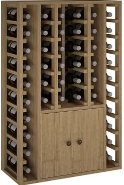 Meuble Range Bouteille de vin Série Godello en Pin Clair 44 bouteilles avec cabinet inférieur