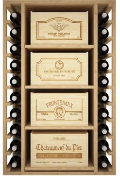 Meuble Range Bouteille de vin Série Godello en Pin Clair 20 bouteilles avec 4 boites de bois