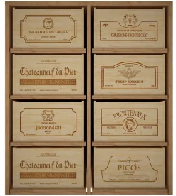 Meuble Range Bouteille de vin Série Godello en Pin Clair 8 caisses de bois